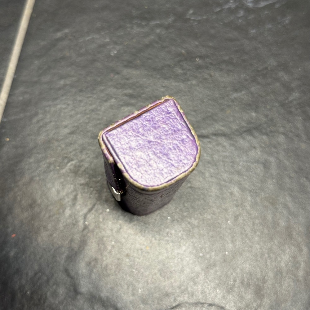 Buxton Vintage Purple Genuine Leather Lipstick Case with Mirror Gold Tone Snap - Picture 8 of 9